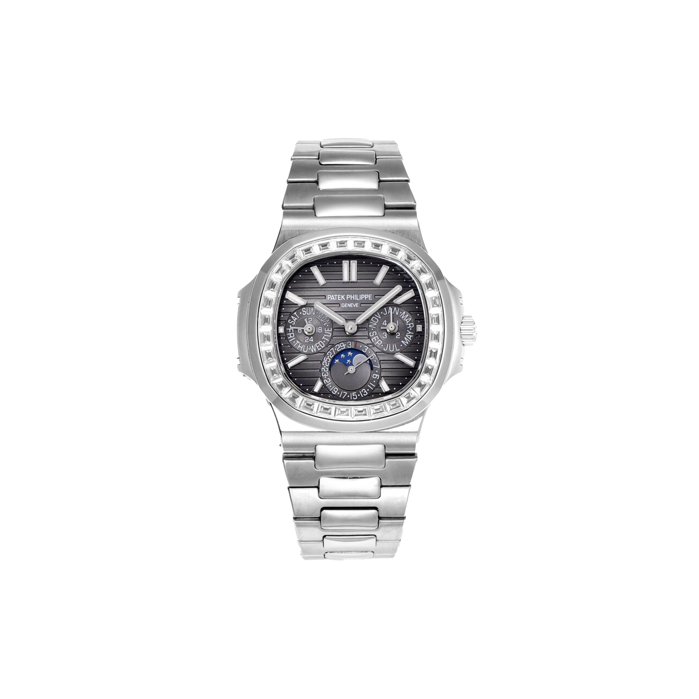 patek phillipe nautilus grey dial with Di*m*nd bezel in steel watch 5740/1g-001